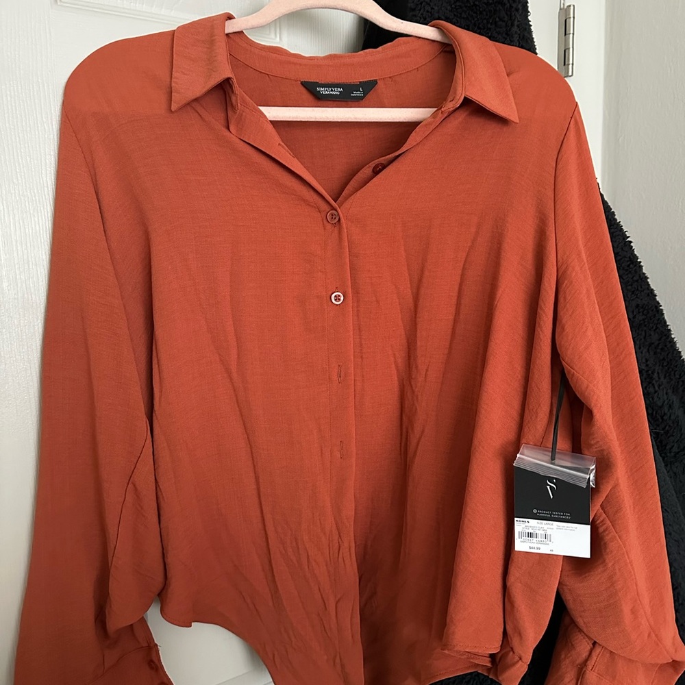 Simply Vera Vera Wang Rust Button-Down Shirt
